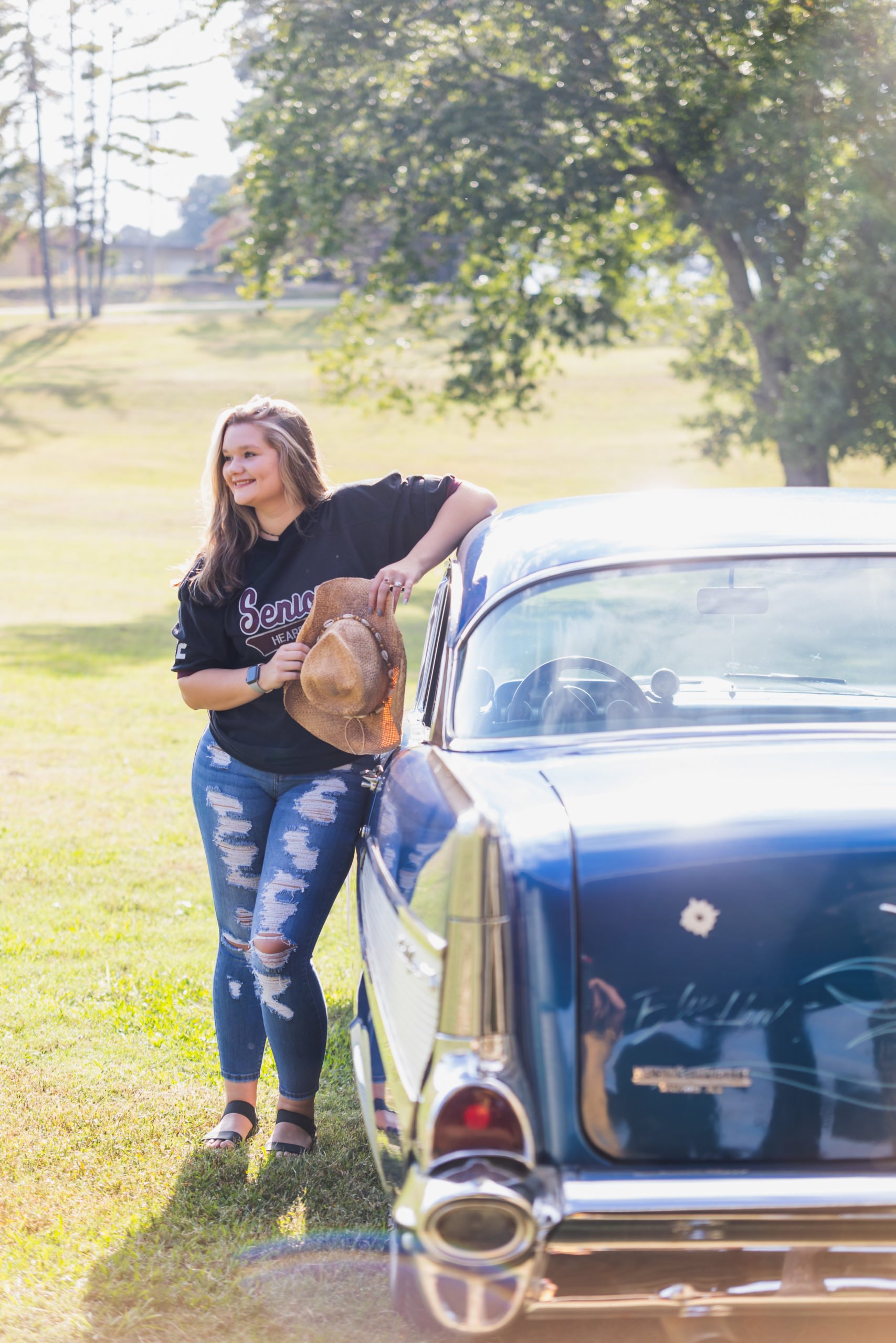 West Georgia Senior Session with Antique Car