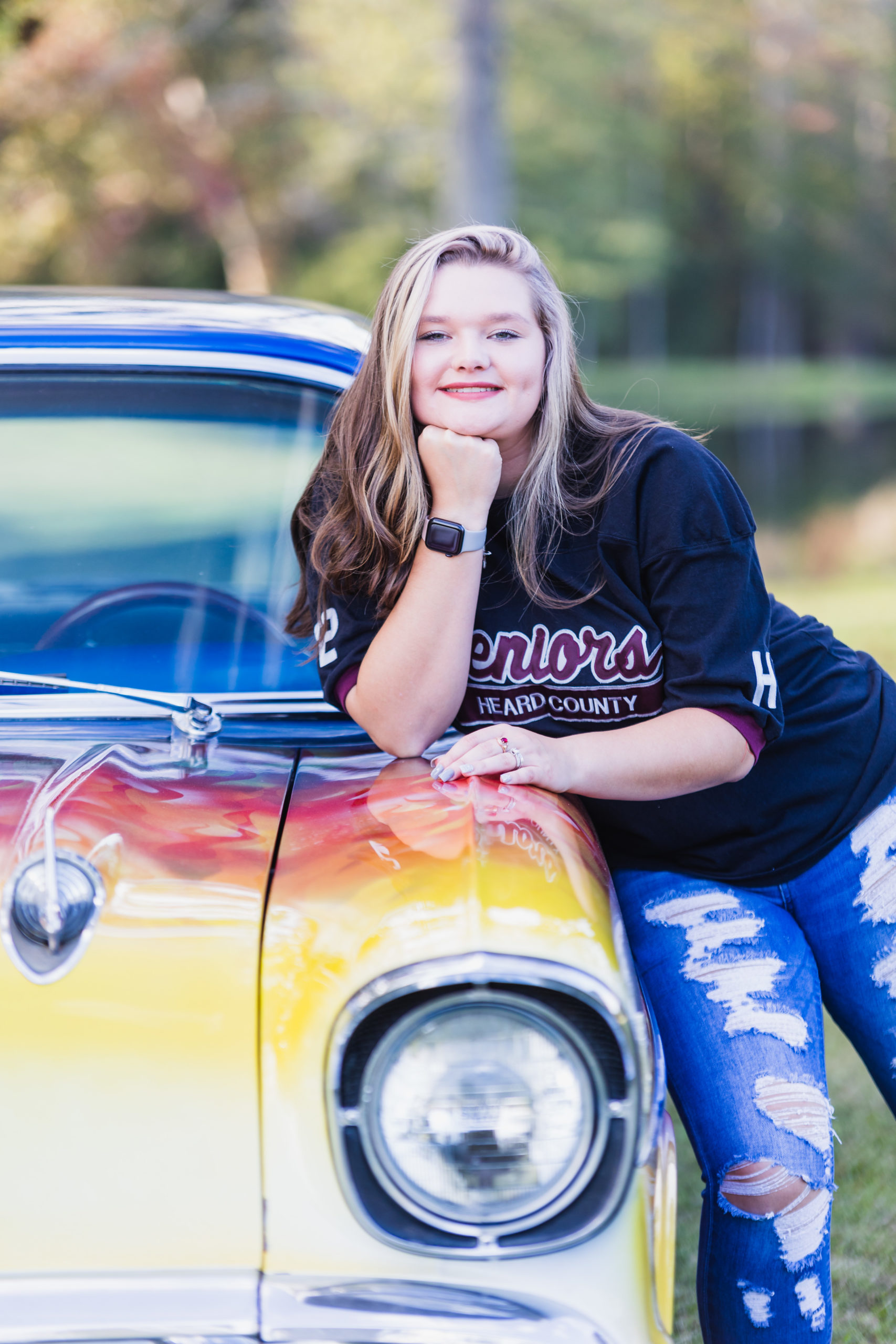 West Georgia Senior Session with Antique Car