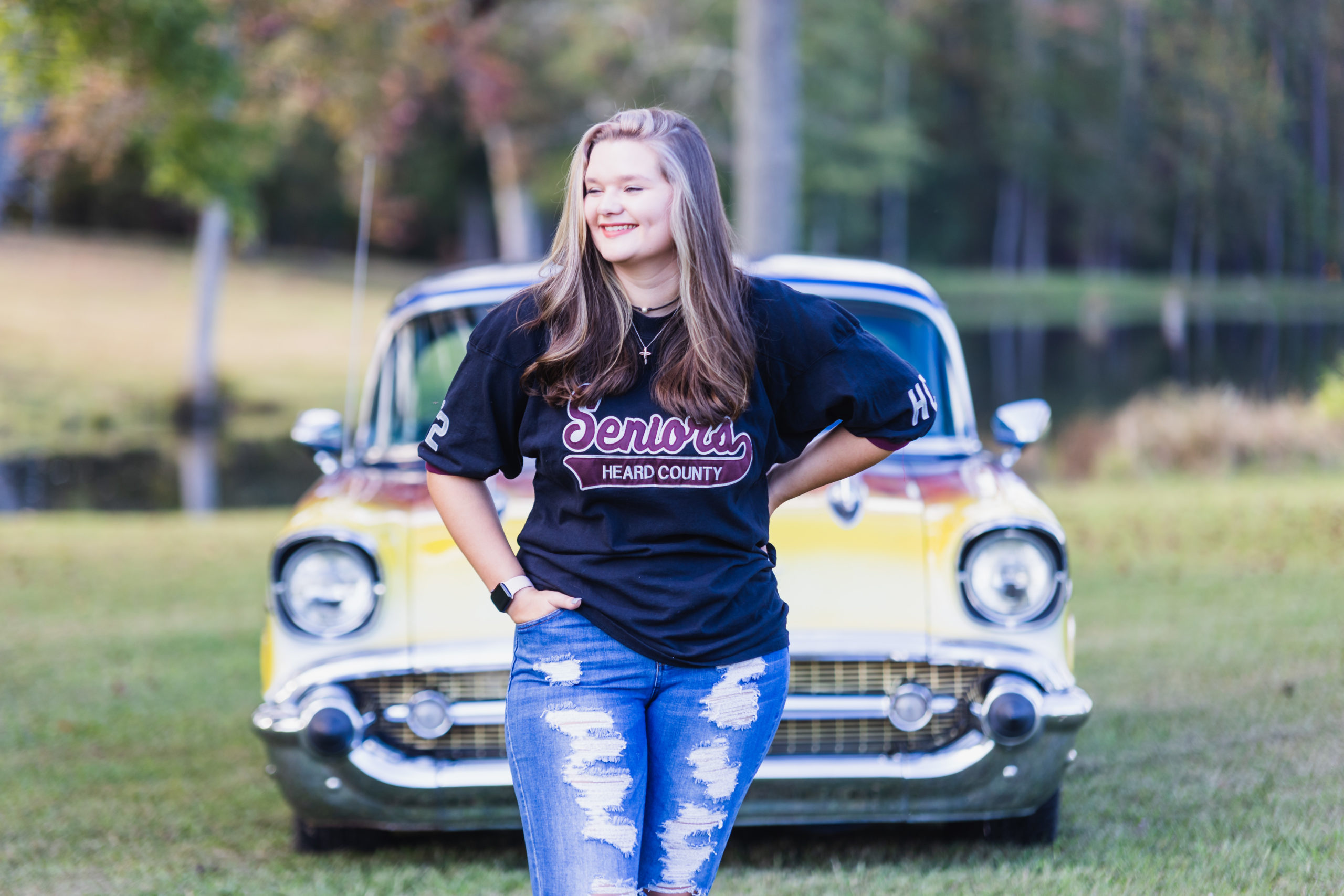 West Georgia Senior Session with Antique Car